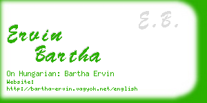 ervin bartha business card